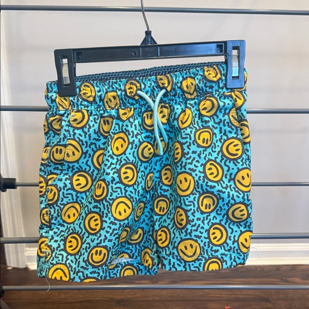 art class Turquoise Swim Trunks with Yellow Smiley Print - Picture 4 of 7